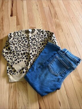Crewcuts Girls Tan Leopard Print Sweater and Jeans